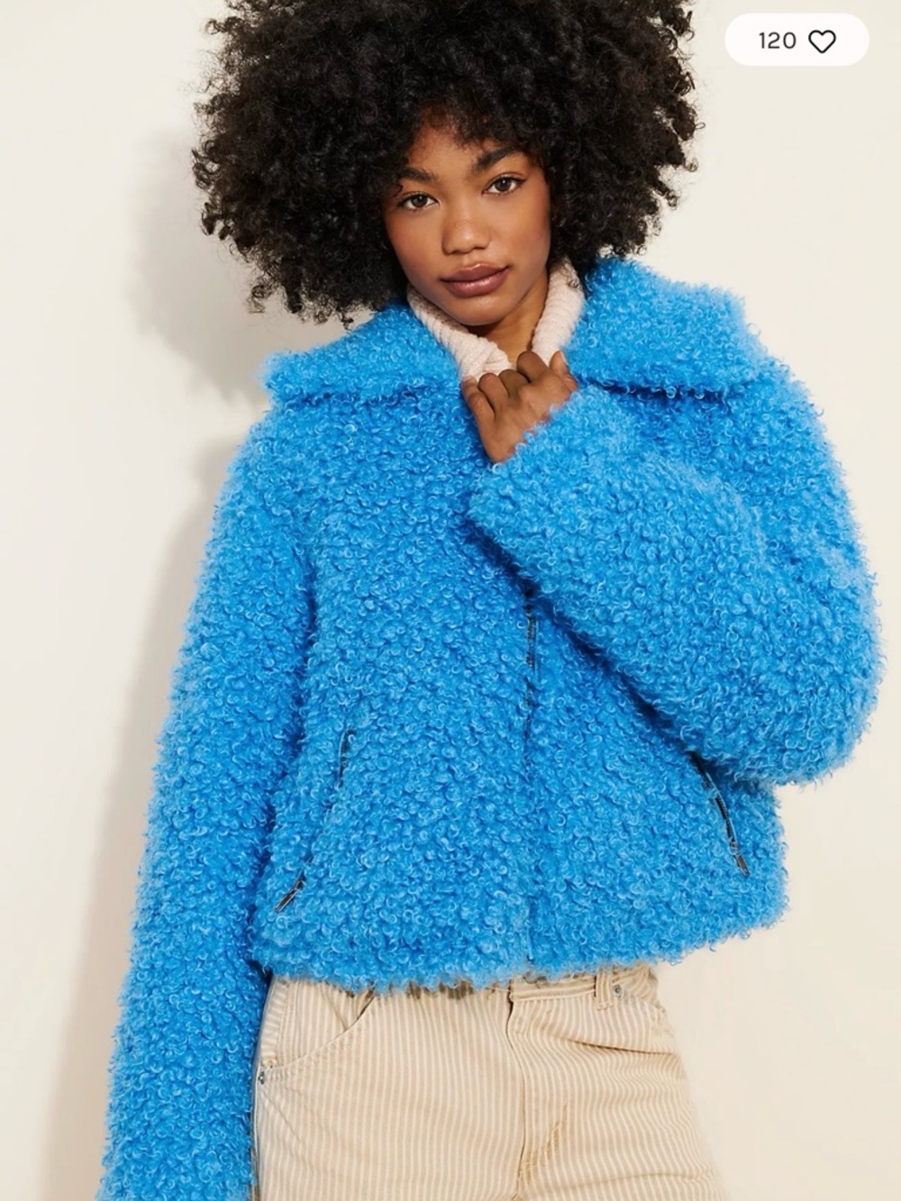 Free People cool and cozy teddy coat blue XS - Picture 3 of 11